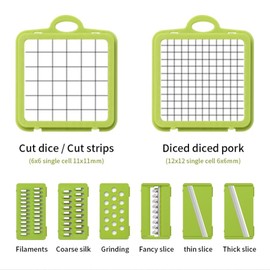 RUNZI Vegetable Chopper, Onion Chopper, 10 in 1professional food Choppermultifunctional Vegetable Chopper and Slicer, Dicing Machine, AdjustableVegetable Cutter With Container, Gray