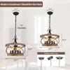 5-Light Farmhouse Wood Chandelier,Rustic Drum Chandelier,Black Vintage Chandelier for Dining