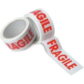 2 Rolls of Fragile Packaging Tape- 48mm x 66m- Very Strong Parcel Fragile Tape- Highly Visible on Parcels and Boxes- Provides Very Strong Seal. FRAGILE TAPE