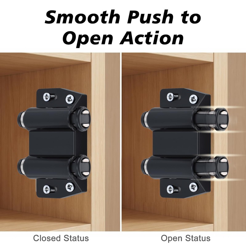 Magnetic Push Latch,Double Push to Open Cabinet Door Touch Latches,8