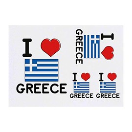 4 x 'I Love Greece' Temporary Tattoos (TO00046931)