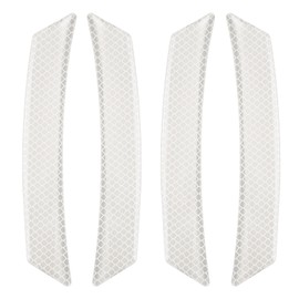 sourcing map 4pcs Car Reflective Trim Side Marker Stickers 6.6" x 1" Automotive Anti-Collision Reflector Guard Strips Car Wheel Eyebrow Bump Protector for Car SUV Pickup Truck, White