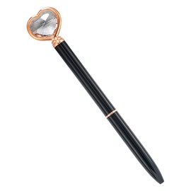 Lopenle 8 PCS Metal Heart Pens Valentine's Day Pens Crystal Gem Ballpoint Pens Black Ink Pens For School Office Home Party Christmas Birthday Stationery