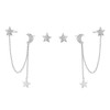 925 Sterling Silver Cuff Earrings Chain for Women Asymmetric Star