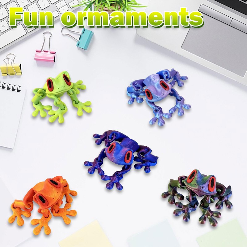 16 Pcs 3D Printed Frog Fridge Magnets, Articulated Movable Joints