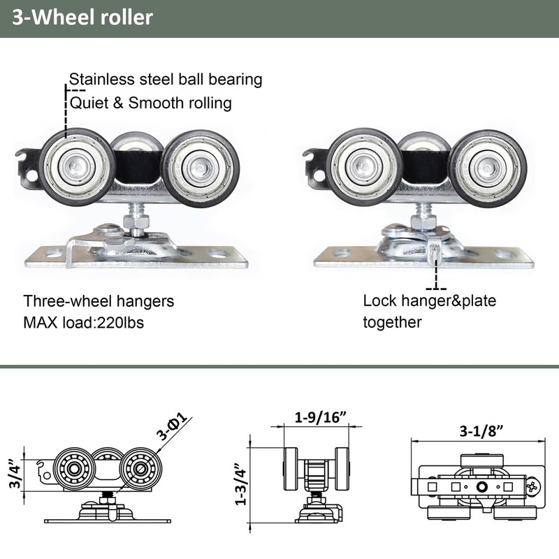DIYHD 96" Ceiling Mount Box Rail Bypass Sliding Door Hardware