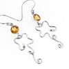 Citrine Abstract Wire Frame 925 Sterling Silver Drop Earrings, 1/2"