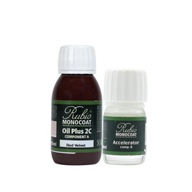 Rubio Monocoat Wood Stain & Finish 65 ft² - Red Velvet | Oil Plus 2C | Quick-Dry, Eco-Friendly Linseed Wood Oil for Indoor Use, Includes Accelerator (Part B) | Protector | 130 ml