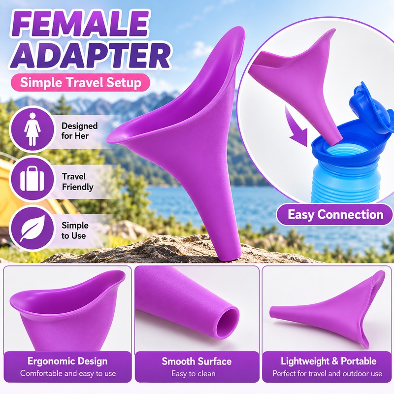 Portable Urinal Bottle 2 Pack for Travel – 750ml Shrinkable