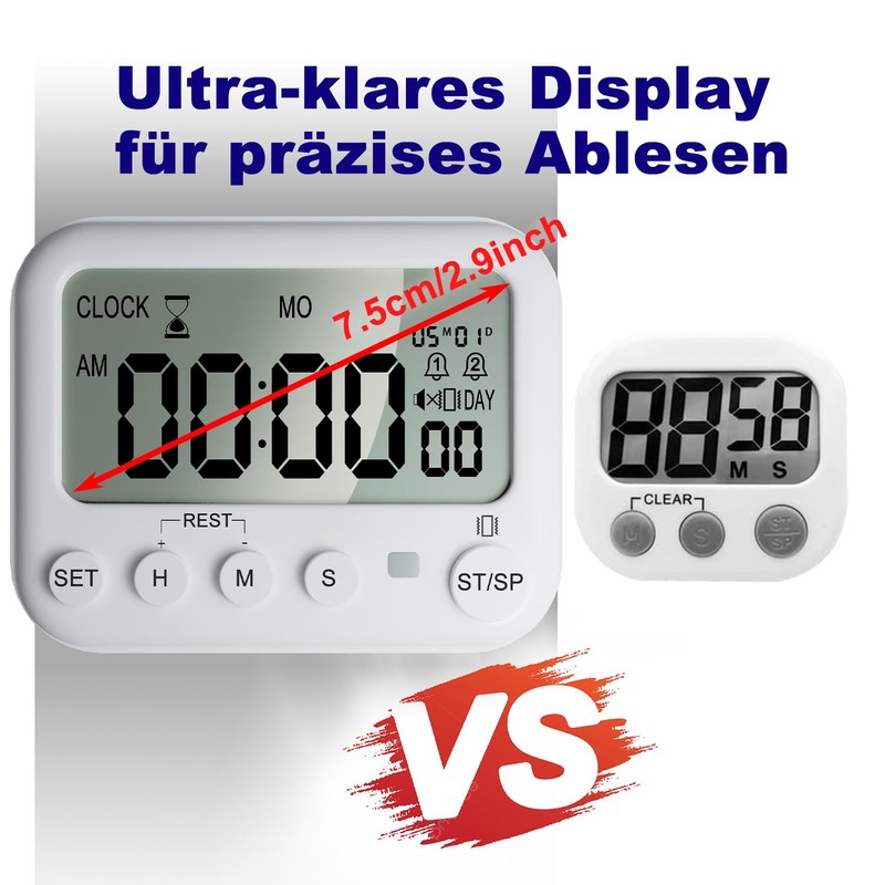 VEHHE Digital Egg Timer with Countdown & Stopwatch - Kitchen