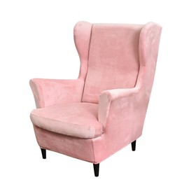 OBCREAT Wingback Chair Covers,2 Piece Stretch Velvet Wingback Chair Slipcover Soft Wing Chair Sofa Covers with Elastic Bottom,Armchair Couch Cover Furniture Protector for Living Room (Pink)