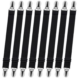 LIHAO 8 PCS Adjustable Bed Sheet Fasteners Elastic Bed Sheet Straps Fitted Bed Sheet Clips for Bedding Bedsheet Holder Straps Mattress Covers (Black)
