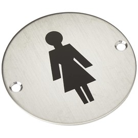 DISCOUNT HARDWARE UK 3793 Stainless Steel Door Sign Female Toilet Symbol 75mm