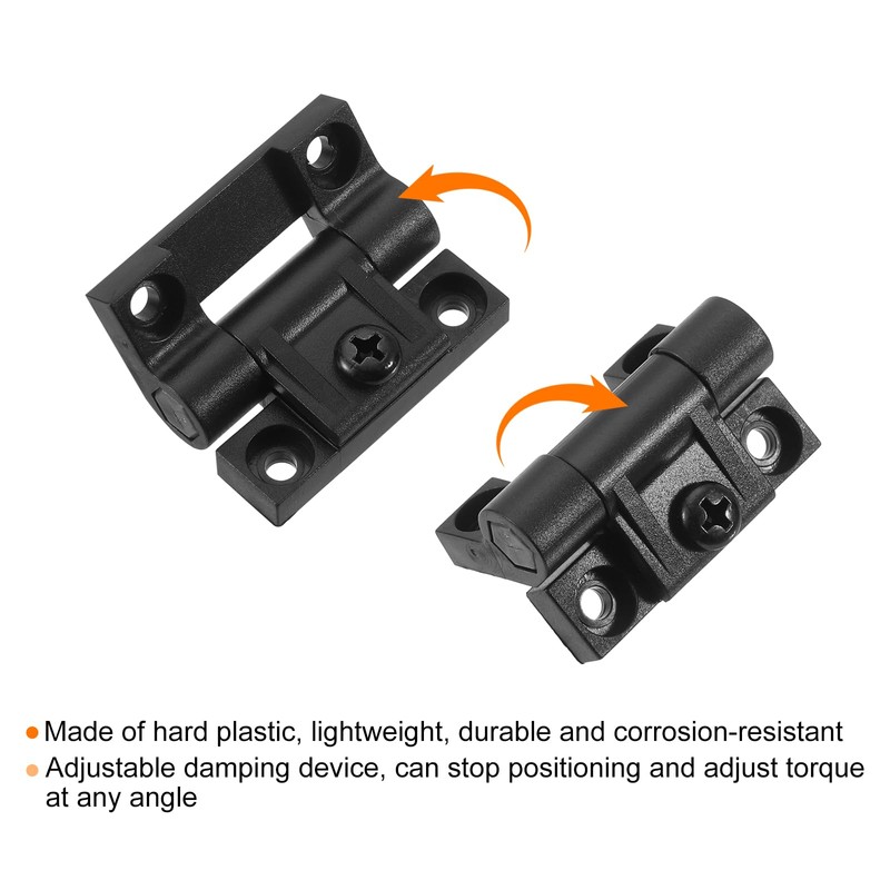 sourcing map 2Pcs Adjustable Torque Hinge, 43x36mm Plastic Countersunk Holes