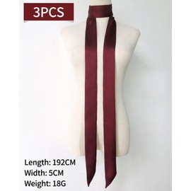 MOPZIJA 3 pieces women's satin belt, 5 cm x 195 cm, band, imitation silk, long scarf, dress, waistband, hat accessories, dirndl belt, belt for dress, thin scarf, hat band, belt for tying, colour