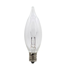 Creative Hobbies® Replacement Light Bulbs for Electric Candle Lamps, Flame Tip Bulbs For Window Candles, Chandeliers - 7 Watt - 120 volt - E12 Candelabra, Clear, Steady Burning bulb - Pack of 12