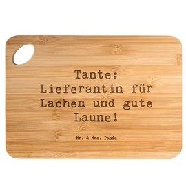 Mr. & Mrs. Panda Bamboo Chopping Board with Saying "Tante Lieferantin", Gift, Laughter, Breakfast Board, Love, Gratitude, Personal Memories