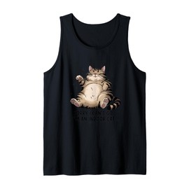 funny sarcastic animal ironic indoor cat design Tank Top