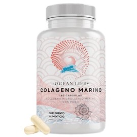 Colageno Marino Hidrolizado 100% Puro [Extremadamente Eficaz] 180 Capsulas 500mg (Potente Efecto Hidratante y Revitalizante) - Alta Absorcion - Eficaz Formulacion - OceanLife