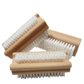 PILIX Nail Brush Wooden Hard Bristles Made of Plastic | Hand Brush Nail Brush 3 Brushes | Nail Brush | Hand Wash Brush Nail Brush Hard Against Dirt | Non-slip Untreated Wooden Body | Finger Brush