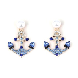 Blue Anchor Earrings Ocean Navy Anchor Hypoallergenic jewelry for women