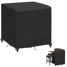 Kovshuiwe 5 Piece Bar Height Patio Dining Set Covers 600D Oxford Fabric Waterproof 60 Inch Square Patio Bar Height Table & Chair Sets Cover, Black