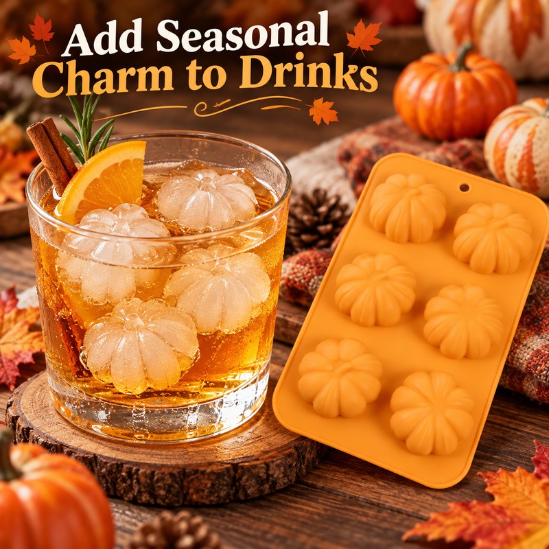 Pumpkin Silicone Mold for Fall Treats – 6-Cavity Tray for