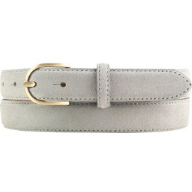 BELTINGER Women's Suede Belt 2.5 cm | Suede Leather Belt for Women 25 mm | Suede Belt with Round Gold Belt Buckle, Light grey, gold