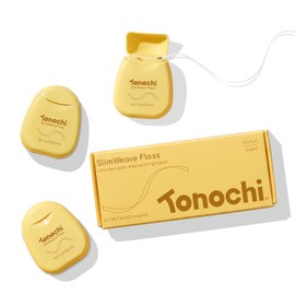 Hilo Dental Plano Tonochi SlimWeave para Dientes y Espacios Apretados – Extra Fino, Deslizamiento Suave, Suave con las Encías, Menta + Xilitol, Paquete de 3 (50 m cada uno).