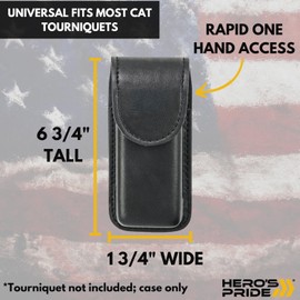 Hero's Pride Universal AirTek Tourniquet Holder, Leather TQ Pouch for Tactical Duty Belts, Duty Gear & EDC Case Fits Most Tourniquets Including CAT Gen 7, Lightweight & Durable Design, Plain Finish