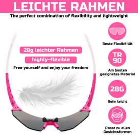 Sunshinestar Quick Glasses Pink Cycling Glasses Men Women Sunglasses UV400 Protection Windproof Anti-Fog for Sports Glasses Cycling MTB Road Bike Ski Running Fishing Golf Rave, Outdoor Activities