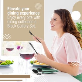 Dining Collection Gold Cutlery Set - 40 Count – Combo Pack of Disposable Soup Spoons, Teaspoons, Salad Forks, Dinner Forks, Knives – Parties & Events