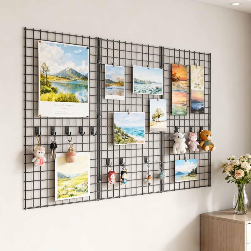 Yeson 2' x 4' Black Gridwall Panels, 4-Pack Heavy-Duty Wire