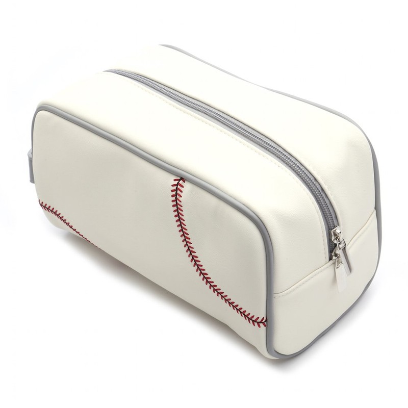 Zumer Sport Actual Ball Material Toiletry Travel Bag, Baseball White,