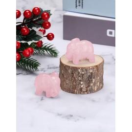 Jovivi Rose Quartz Crystal Elephant Gifts for Women Elephant Ornament Pink Rose Quartz Healing Crystal Gifts Feng Shui Decor for Home Office Desk Accessories,1.5"