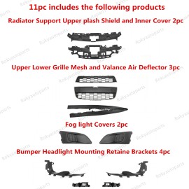 ROKY 11PC For Sonic 2012-2016 Upper Lower Chrome Grille Mesh Radiator Support Cover