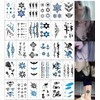 tuzuru Temporary Tattoos, 30 Stickers, Skulls, Tribal, Feathers, Hearts, Writing,