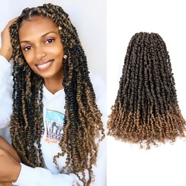 Passion Twist Hair Pre-Twisted Passion Twist Crochet Hair 18 Inch 8 Packs Prelooped Crochet Hair YDDM Crochet Passion Twist Hair Prelooped Crochet Hair Extension (18 Inches, T1B/27#)
