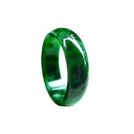 BXSMNH Genuine Green Jade Ring Band for Women Men Chinese Natural Good Luck Emeral Jewelry Jadeit Rings (Size : 9)