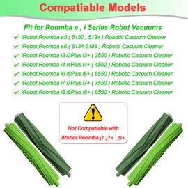 Set of 2 Roller Brushes for iRobot Roomba i7 i7+ i3 i3+ i4 i4+ i6 i6+ i8 i8+ E5 E6 E7 Rubber Brushes Replacement Parts for iRobot Roomba E & I Series