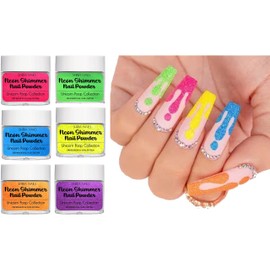 SHEBA NAILS Neon Shimmer Unicorn Poop Collection Color Acrylic Variety Kit - 6 colors - 1/4oz each Acrylic Nail Powder 6 Colors Professional Acrylic Powder for Nails Extension DIY Nail Manicure