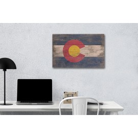 Lantern Press Rustic Colorado State Flag (12x18 Wood Wall Sign, Wall Decor Ready to Hang)