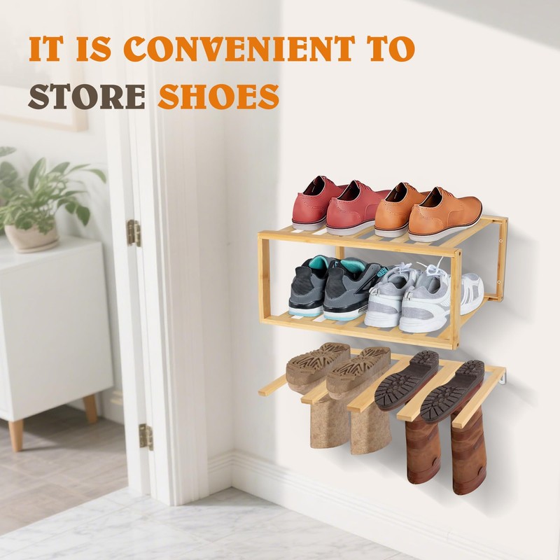 JAYOBGO Boot Hangers Hanging Shoe Rack Wall Mounted Floating Tall