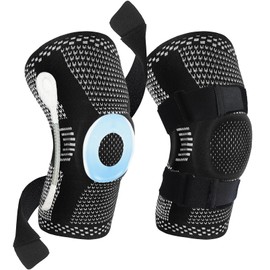 Luwint Knitted Knee Sleeves, Breathable Knee Stabilizer Braces with Adjustable Strap, Compression Knee Support for Arthritis, ACL, Relieves Pain, Working, Sports (Medium)