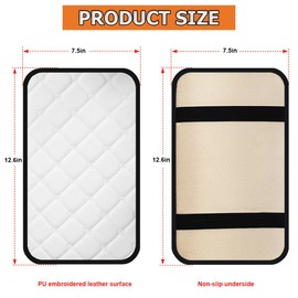 HZEL 12.6 x 7.5 Inch Padded PU Leather Center Console Pad, White