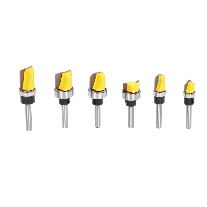 6Pcs Flush Trim Bit 6mm Shank Pattern Router with Bearing