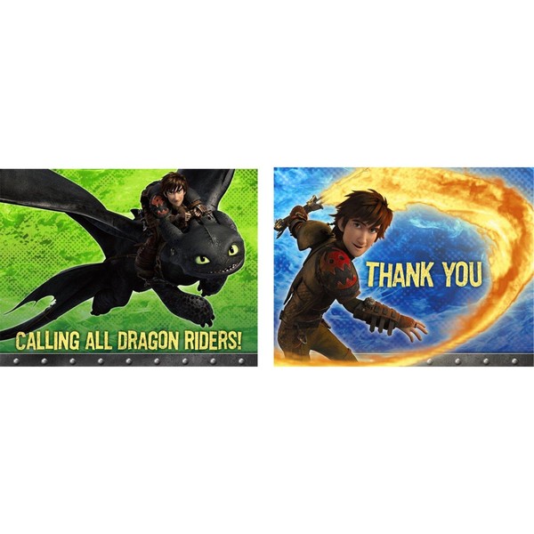 Hallmark How to Train Your Dragon Invitation & Thank You (8 Pack)