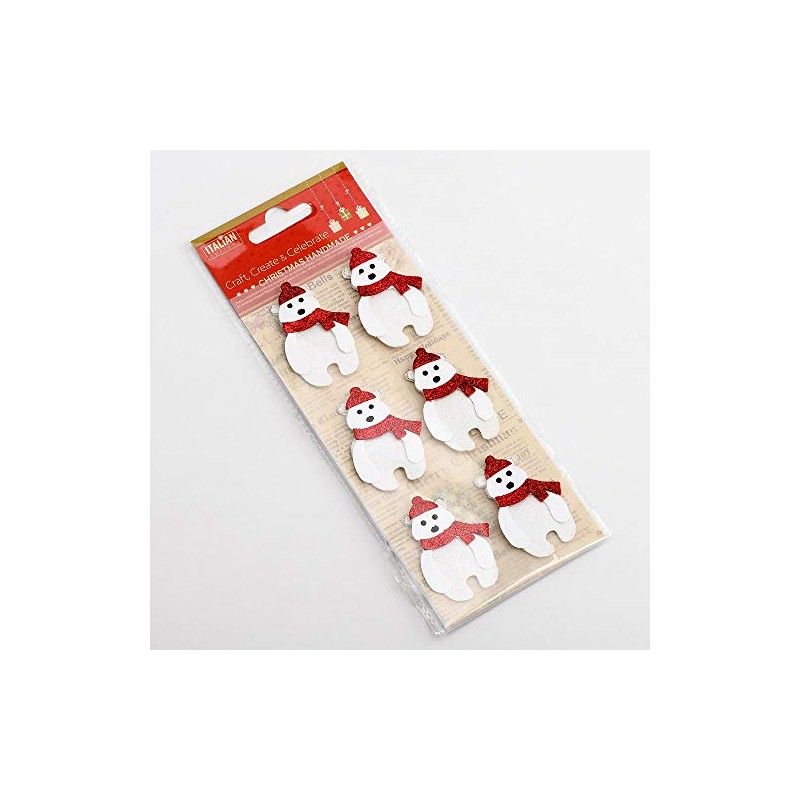 Glitter Polar Bears Christmas Craft Decorations (Pack of 6)