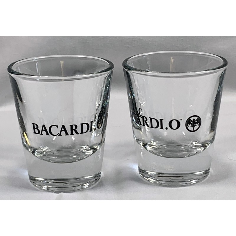 2 New Bacardi O Rum Bat Logo Shot glasses 1
