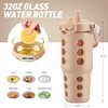 MUKOKO 32 oz Glass Tumbler with Straw,Glass Water Bottles with